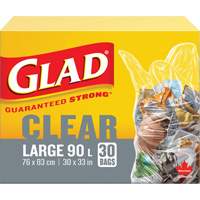 90L Garbage Bags, Regular, 30" W x 33" L, Clear Nuna Depot Inc.