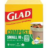 Small Compostable Bags, Regular, 17" L x 16" W, Brown, 10 L (3 Gal.) Capacity Nuna Depot Inc.