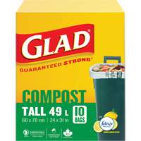 Tall Compostable Bags, Regular, 31" L x 24" W, Brown, 49 L (13 Gal.) Capacity Nuna Depot Inc.