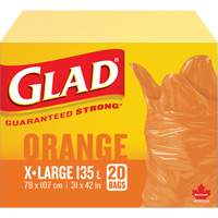 135L Garbage Bags, Regular, 31" W x 42" L, Orange Nuna Depot Inc.