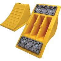 40 Ton Large Equipment Wheel Chock with Aluminum Cleats, Urethane, Yellow Nuna Depot Inc.