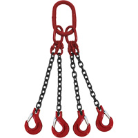 Chain Sling, Grade 80 Chain, Quadruple Legs, Oblong & Slip Hooks, 3/8" x 10' Nuna Depot Inc.