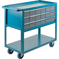 Drawer Shelf Cart, 1200 lbs. Capacity, Steel, 18" x W, 35" x H, 36" D, Rubber Wheels, All-Welded, 18 Drawers Nuna Depot Inc.