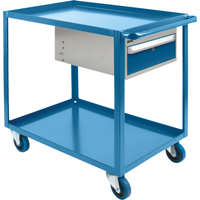 Heavy Duty Shelf Cart with Drawer, 1200 lbs. Capacity, Steel, 24" x W, 36" x H, 39" D, Rubber Wheels, All-Welded, 1 Drawers Nuna Depot Inc.