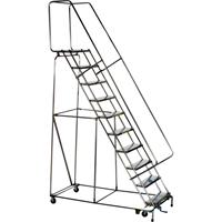 Lockstep Rolling Ladders, 5 Steps, 24" Step Width, 50" Platform Height, Stainless Steel Nuna Depot Inc.