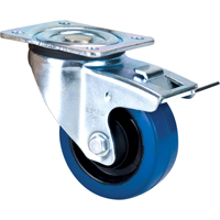 Roulette bleue, Pivotant avec frein, 4" (101,6 mm), Caoutchouc, 350 lb (158,8 kg) Nuna Depot Inc.
