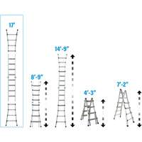 Telescoping Multi-Position Ladder, Aluminum, 300 lbs., CSA Grade 1A Nuna Depot Inc.