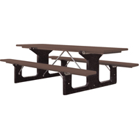 Recycled Plastic Picnic Tables, 6' L x 61-1/2" W, Brown Nuna Depot Inc.