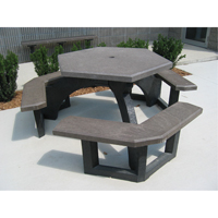 Recycled Plastic Hexagon Picnic Tables, 78" L x 78" W, Brown Nuna Depot Inc.