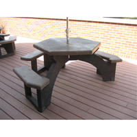 Recycled Plastic Hexagon Picnic Tables, 78" L x 78" W, Brown Nuna Depot Inc.