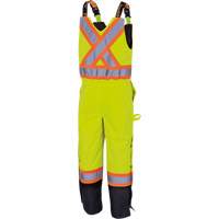 5041BB Pantalon &agrave; bretelles matelass&eacute; imperm&eacute;able, Polyester, Grand, Jaune lime haute visibilit&eacute; Nuna Depot Inc.