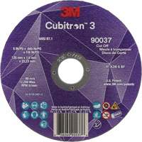 Cubitron 3 Cut-Off Wheel, 5" x 0.045", 7/8" Arbor, Type 1, Ceramic, 12250 RPM Nuna Depot Inc.