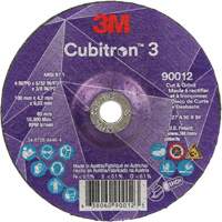 Cubitron 3 Cut and Grind Wheel, 4" x 5/32", 3/8" Arbor, Type 27, 36 Grit, Ceramic Nuna Depot Inc.