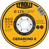 Meule &agrave; tronçonner pour acier et acier inoxydable CERABOND X, 4-1/2" x 0,45", Arbre de 7/8", Type 1, C&eacute;ramique, 12250 Tr/min Nuna Depot Inc.