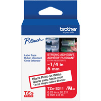 Extra-Strength Laminated Tape for P-Touch Label Makers, 6 mm x 8 m, Black on White Nuna Depot Inc.