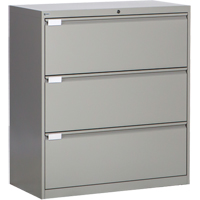 Classeur lat&eacute;ral, Acier, 3 tiroirs, 36" la x 18" p x 40-1/16" h, Gris Nuna Depot Inc.