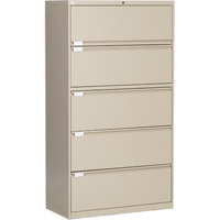 Classeur lat&eacute;ral, Acier, 5 tiroirs, 36" la x 18" p x 65-1/2" h, Beige Nuna Depot Inc.