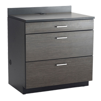 Modular Base Cabinet, 3 Drawers, 36" W x 25" D x 39" H, Asian Night/Black Nuna Depot Inc.