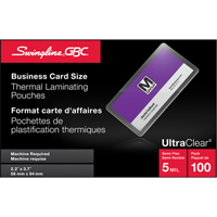 Pochettes lamin&eacute;es pour cartes d'affaires Swingline UltraClear Nuna Depot Inc.