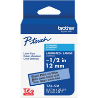 Laminated Tape for P-Touch&reg;, 12 mm x 8 m, Black on Blue Nuna Depot Inc.