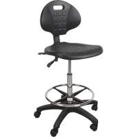 Tabouret robuste et ergonomique, Mobile, Ajustable, 39" - 48", Polyur&eacute;thane Si&egrave;ge, Noir Nuna Depot Inc.