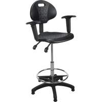 Heavy-Duty Ergonomic Stool with Adjustable Arm Rests, Stationary, Adjustable, 39" - 48", Polyurethane Seat, Black Nuna Depot Inc.