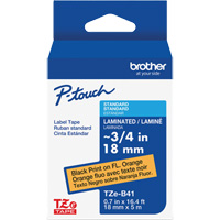 TZe-B41 Laminated Tape for TZe-Compatible P-Touch Label Makers, Black on Fluorescent Orange, 0.7" Width Nuna Depot Inc.