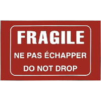 "Fragile" Bilingual Special Handling Labels, 5" L x 3" W, White on Red Nuna Depot Inc.