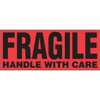 "Fragile Handle with Care" Special Handling Labels, 5" L x 2" W, Black on Red Nuna Depot Inc.