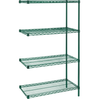 &eacute;tag&egrave;res robustes en treillis m&eacute;tallique au fini &eacute;poxy vert, Ensemble de Ajout, 4 Tablettes, 36" la x 63" h x 18" p Nuna Depot Inc.