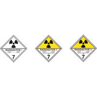 TDG Shipping Labels, Class 7, Radioactive I, Paper Nuna Depot Inc.