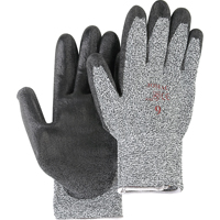 Salt & Pepper Knit Gloves With Black Palm Coating, Size Small/7, Polyurethane Coated, HPPE Shell, ANSI/ISEA 105 Level 2 Nuna Depot Inc.