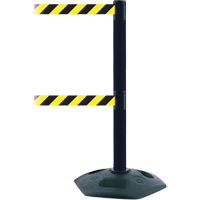 Poteau robuste &agrave; ligne double, Plastique, 38" h, Ruban Noir/Jaune, Longueur du ruban 7,5' Nuna Depot Inc.