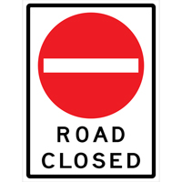 Enseigne enroulable de circulation  Road Closed , 36" x 48", Vinyle, Anglais avec pictogramme Nuna Depot Inc.