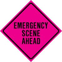 Enseigne enroulable de circulation  Emergency Scene Ahead , 36" x 36", Vinyle, Anglais Nuna Depot Inc.
