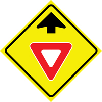 Enseigne enroulable de circulation  Yield Ahead , 36" x 36", Vinyle, Pictogramme Nuna Depot Inc.