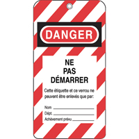 Lockout Tags, Plastic, 3" W x 5-3/4" H, French Nuna Depot Inc.