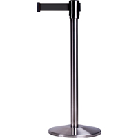 Free-Standing Crowd Control Barrier, Steel, 35" H, Black Tape, 7' Tape Length Nuna Depot Inc.