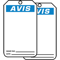 &eacute;tiquettes de s&eacute;curit&eacute; en français - &eacute;tiquettes avec ent&ecirc;ge vierge, Papier cartonn&eacute;, 3-1/8" la x 5-7/8" h, Français Nuna Depot Inc.