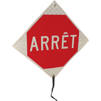 Panneau de circulation enroulable  Arr&ecirc;t , 24" x 24", Vinyle, Français Nuna Depot Inc.