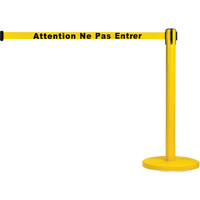 Free-Standing Crowd Control Barrier, Steel, 35" H, Yellow Tape, 7' Tape Length Nuna Depot Inc.