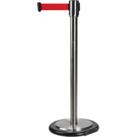 Free-Standing Crowd Control Barrier, Steel, 35" H, Red Tape, 12' Tape Length Nuna Depot Inc.