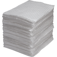 Feuilles absorbantes en fibres fines de calibre industriel, Huile seulement, 15" x 17", 40 gal. d'absorption Nuna Depot Inc.