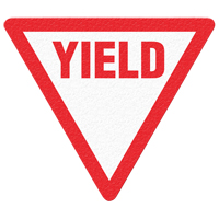 Panneau de signalisation au sol  Yield , Adh&eacute;sif, Anglais avec pictogramme Nuna Depot Inc.