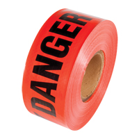 Reinforced Grade Barricade Tape, English, 3" W x 500' L, 5 mils, Black on Red Nuna Depot Inc.