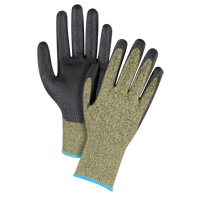 Gants &eacute;lastiques sans coutures r&eacute;sistants &agrave; la coupe noir & jaune, Taille T-Grand/10, Calibre 13, Rev&ecirc;tement Mousse de nitrile, Enveloppe en Aramide, ASTM ANSI niveau A6 Nuna Depot Inc.