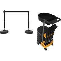 PLUS Barrier Post Cart Kit with Tray, 75' L, Metal, Black Nuna Depot Inc.