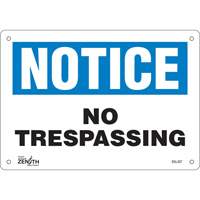 "No Trespassing" Sign, 7" x 10", Aluminum, English Nuna Depot Inc.