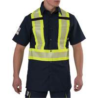 Ripstop High Visibility Short Sleeved Shirt, Polyester, Small, Navy Blue Nuna Depot Inc.