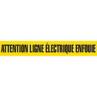 "Attention Ligne &eacute;lectrique Enfouie" Barricade Tape, French, 3" W x 1000' L, Black on Yellow Nuna Depot Inc.